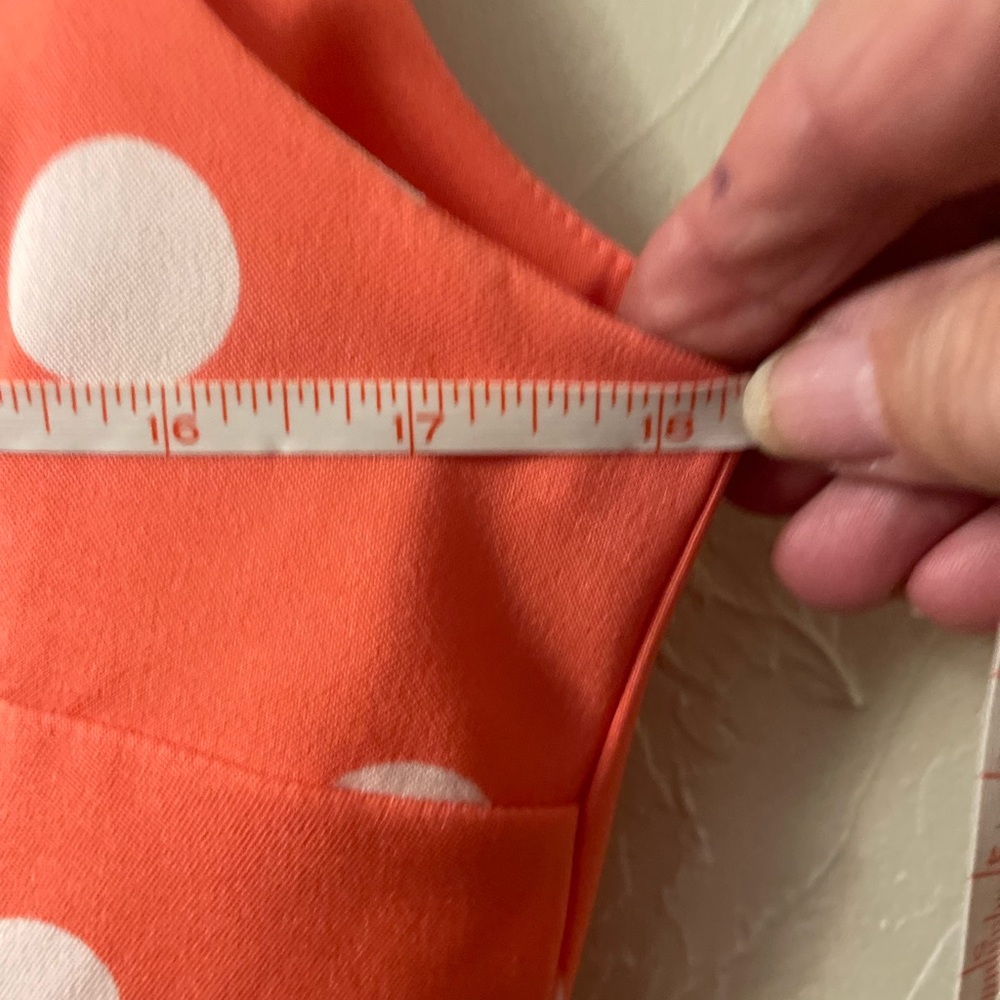 Coral color pokadot summer sheath dress GUC - Picture 4 of 5